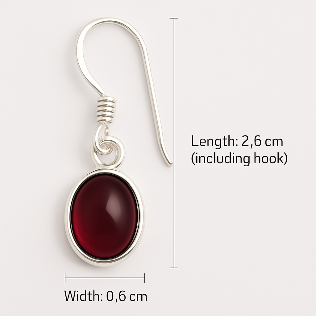 Oval Minimalist Red Garnet Earrings, Red garnet Earrings 925 Sterling Silver, Red Wine Color Gemstones, Capricorn, Australia