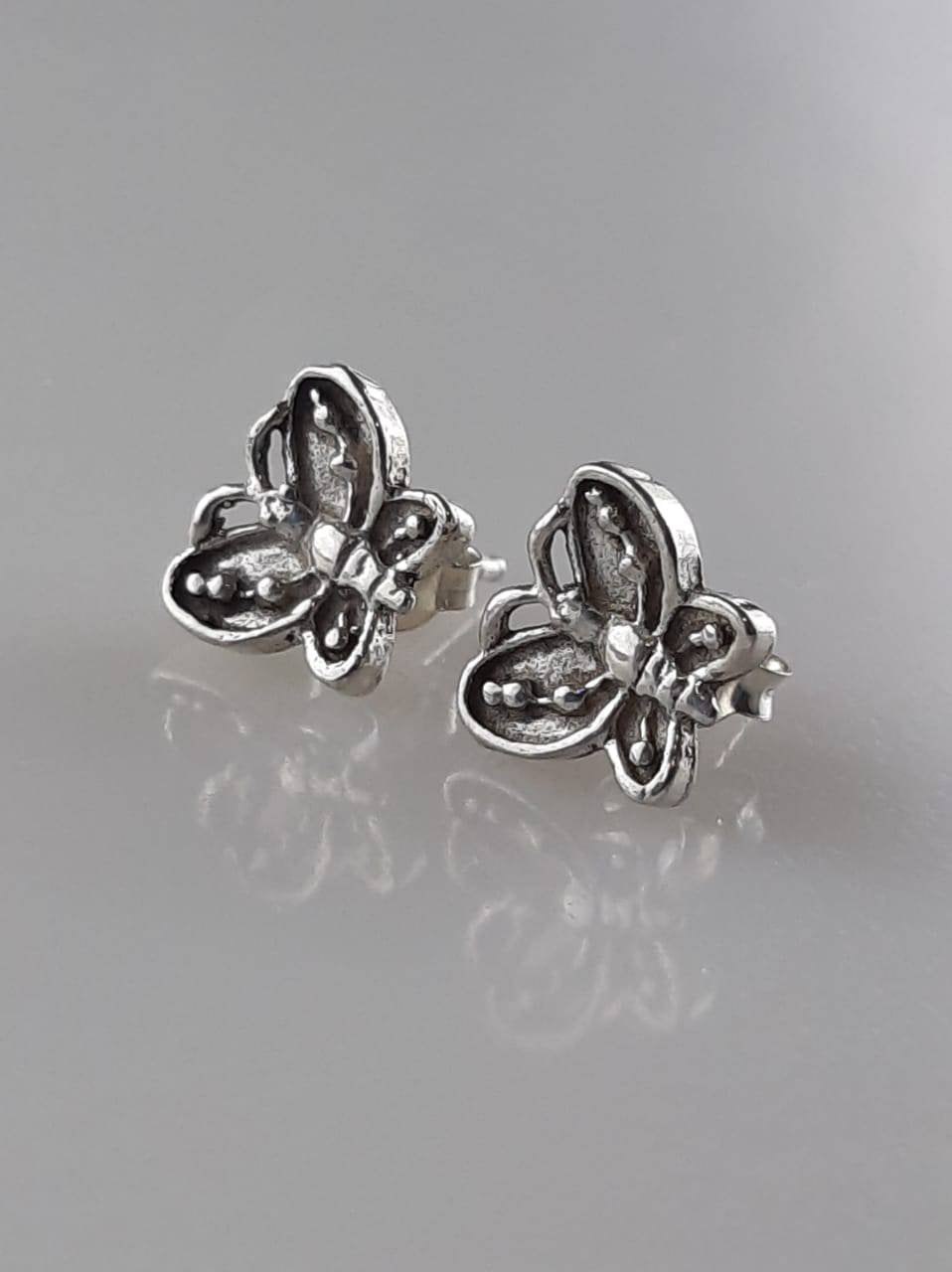 Silver butterfly deals earrings studs