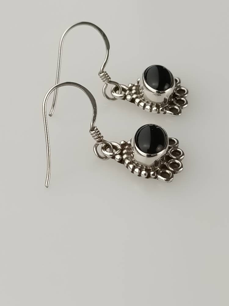 Black Onyx Earrings, black earrings, Boho black onyx earrings, black onyx silver earrings, bohemian silver earrings, minimalist, Australia, Zorbajewellers