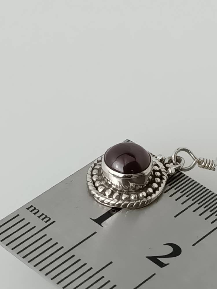 Oxidised Round Red Garnet earrings, Sterling Silver, Round beads red garnet earrings silver, Blood Red Gems, Capricorn Birthstone, Australia, Zorbajewellers