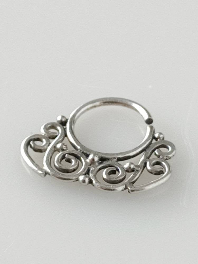 Silver septum ring, septum ring, silver nose ring, silver piercing, septum piercing, tribal septum ring, septum piercing, boho, Australia, Zorbajewellers