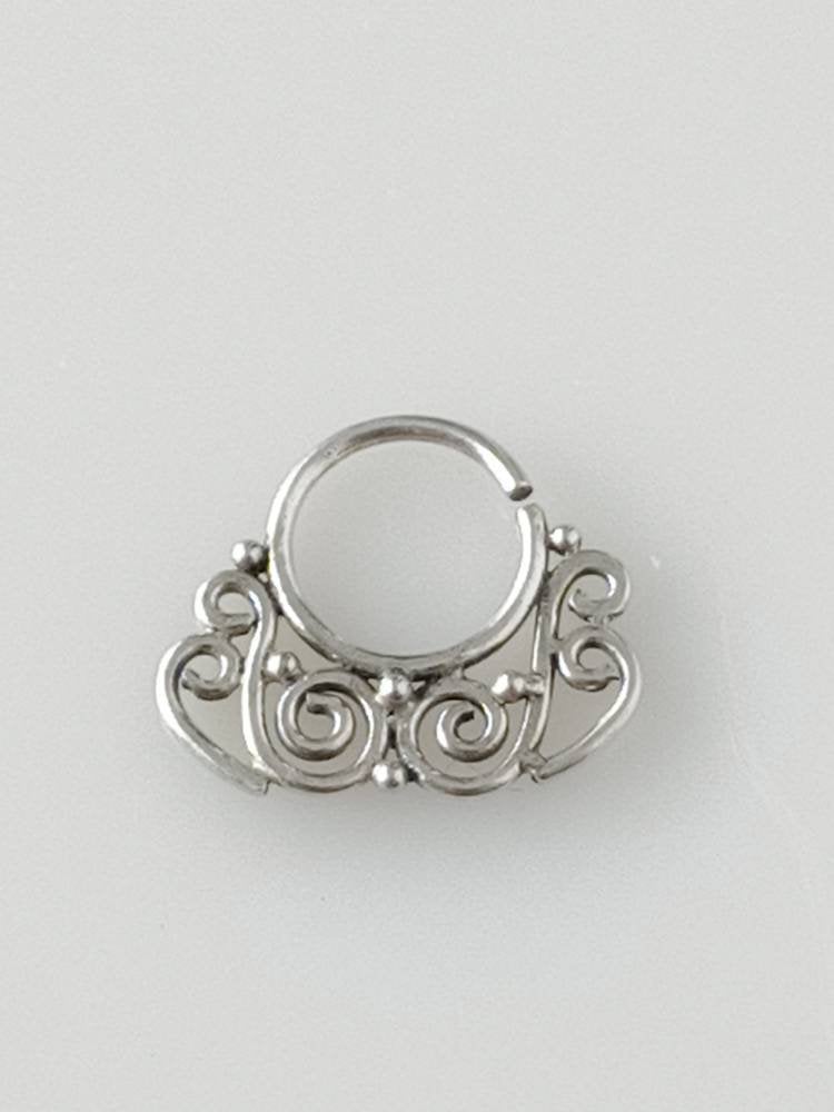 Silver septum ring, septum ring, silver nose ring, silver piercing, septum piercing, tribal septum ring, septum piercing, boho, Australia, Zorbajewellers