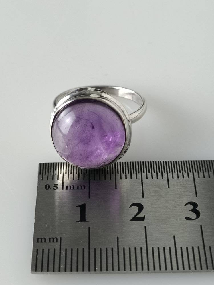 Purple gem ring, Silver Amethyst Ring, simple Amethyst ring, sterling silver ring, minimalist gemstone ring, round amethyst ring, Australia, Zorbajewellers