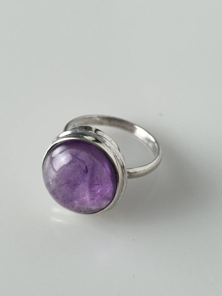 Purple gem ring, Silver Amethyst Ring, simple Amethyst ring, sterling silver ring, minimalist gemstone ring, round amethyst ring, Australia, Zorbajewellers