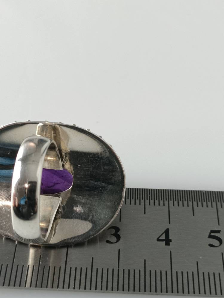 Bohemian amethyst ring, amethyst silver ring, big oval amethyst ring, oxidized amethyst ring, oxidized silver ring, purple ring, Australia, Zorbajewellers