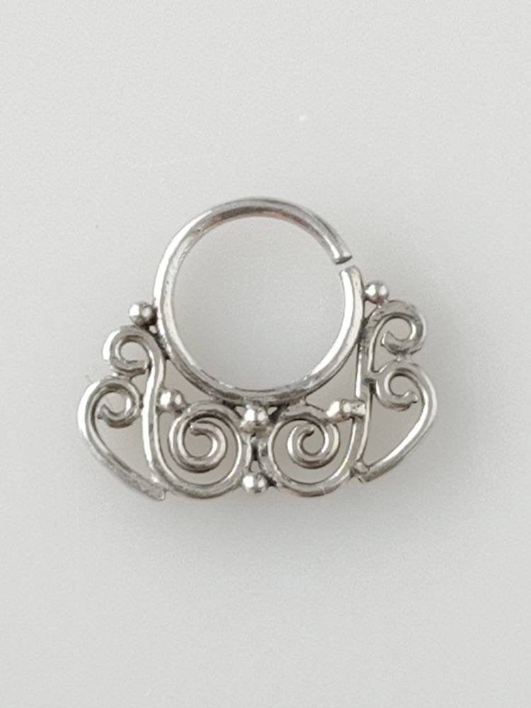 Silver septum ring, septum ring, silver nose ring, silver piercing, septum piercing, tribal septum ring, septum piercing, boho, Australia, Zorbajewellers