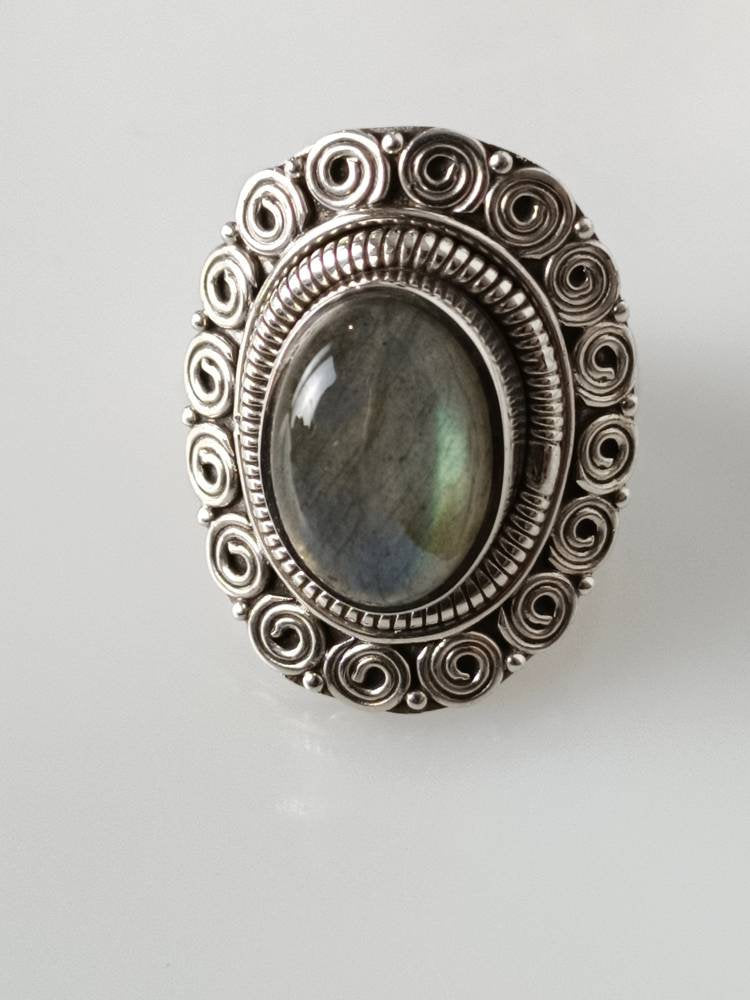 Bohemian labradorite ring, labradorite silver ring, big labradorite ring, oxidized labradorite ring, oxidized silver ring, boho, Australia, Zorbajewellers