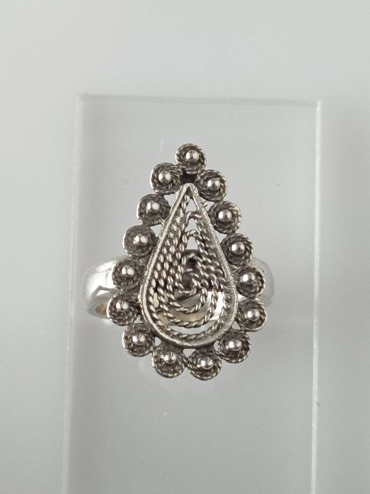 oxidized silver ring, vintage silver ring, drop shaped ring, antique style silver ring, drop shaped silver ring, bohemian ring, Australia, Zorbajewellers