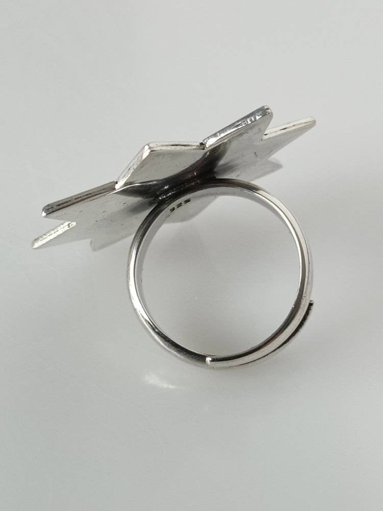 big oxidized silver ring, oxidized silver ring adjustable, star circle ring, antique style ring, star silver ring, bohemian ring, Australia, Zorbajewellers