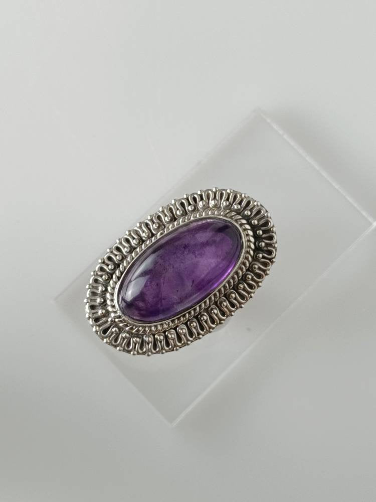 Bohemian amethyst ring, amethyst silver ring, big oval amethyst ring, oxidized amethyst ring, oxidized silver ring, purple ring, Australia, Zorbajewellers