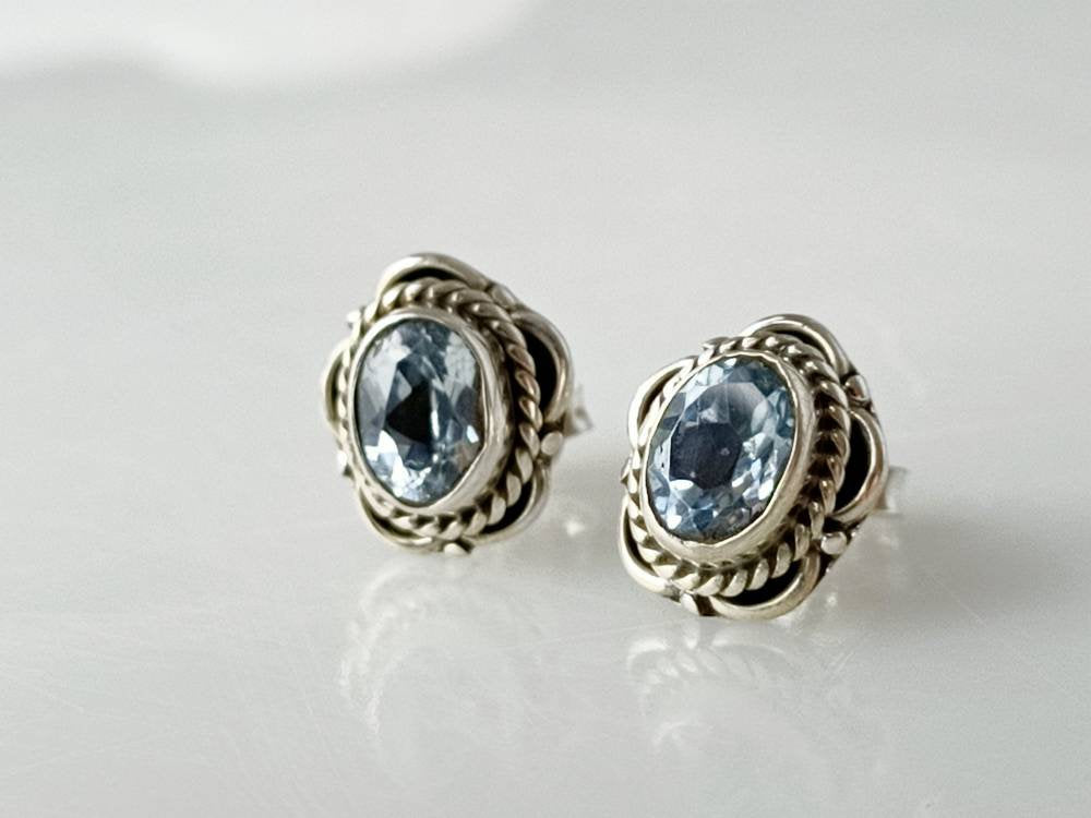 Topaz studs, blue topaz studs, silver topaz studs, topaz stud earrings, silver topaz stud earrings, topaz earrings, boho studs, Australia, Zorbajewellers