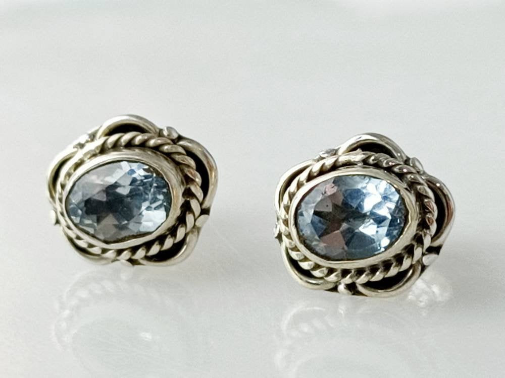 Topaz studs, blue topaz studs, silver topaz studs, topaz stud earrings, silver topaz stud earrings, topaz earrings, boho studs, Australia, Zorbajewellers