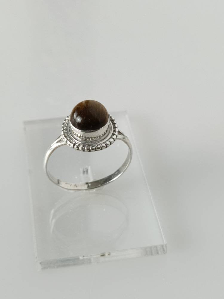 Tiger eye ring, tiger's eye ring, tiger eye silver ring, tiger eye stackable ring, brown black gemstone ring, silver gemstone ring Australia, Zorbajewellers