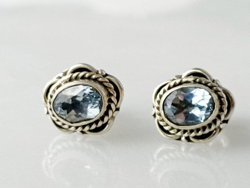 Topaz studs, blue topaz studs, silver topaz studs, topaz stud earrings, silver topaz stud earrings, topaz earrings, boho studs, Australia, Zorbajewellers