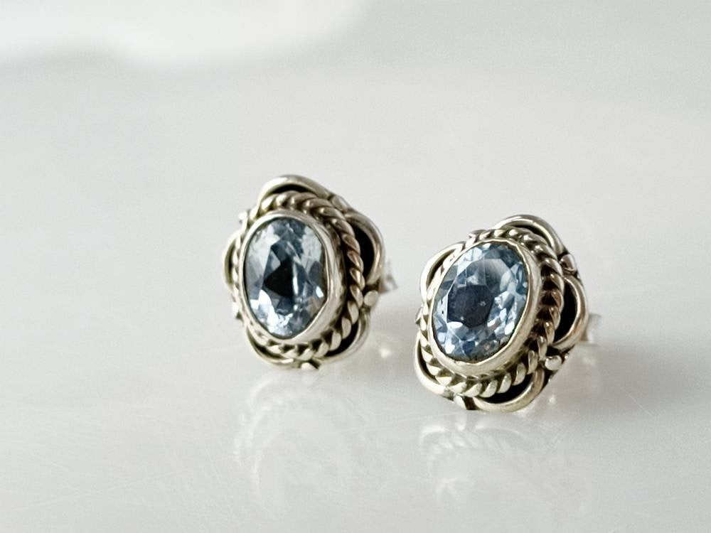 Topaz studs, blue topaz studs, silver topaz studs, topaz stud earrings, silver topaz stud earrings, topaz earrings, boho studs, Australia, Zorbajewellers