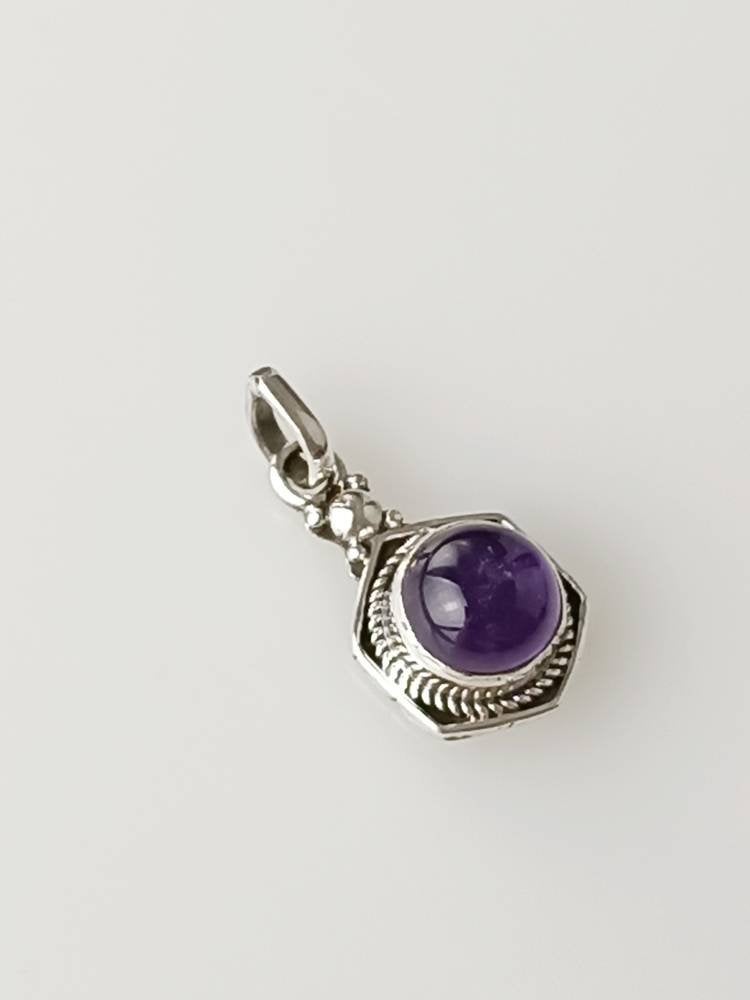Bohemian Amethyst Gemstone Pendant, Purple Gem Solid 925 Sterling Silver Oxidized Pendant, Aquarius Zodiac, February Birthstone, Australia, Zorbajewellers
