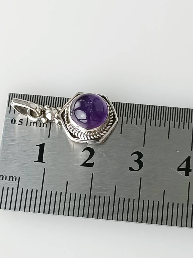 Bohemian Amethyst Gemstone Pendant, Purple Gem Solid 925 Sterling Silver Oxidized Pendant, Aquarius Zodiac, February Birthstone, Australia, Zorbajewellers