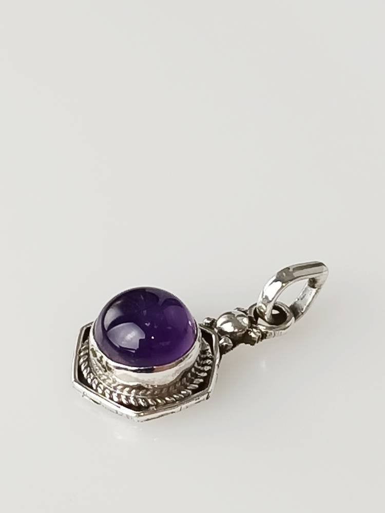 Bohemian Amethyst Gemstone Pendant, Purple Gem Solid 925 Sterling Silver Oxidized Pendant, Aquarius Zodiac, February Birthstone, Australia, Zorbajewellers