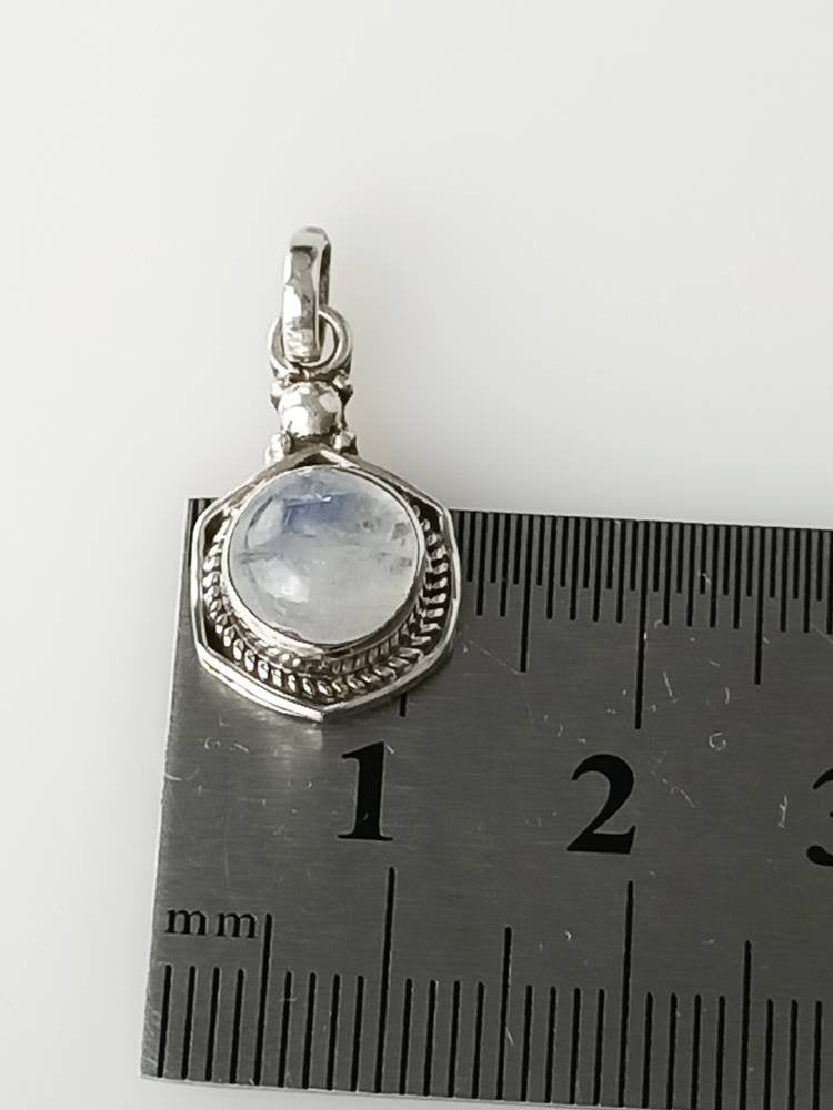 Hexagon Moonstone Silver Pendant, Minimalist Bohemian style moonstone sterling silver pendant, Cancer Zodiac June Birthstone Gift Australia, Zorbajewellers