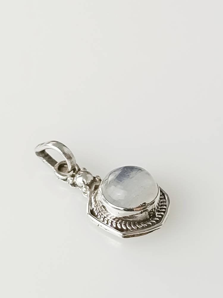 Hexagon Moonstone Silver Pendant, Minimalist Bohemian style moonstone sterling silver pendant, Cancer Zodiac June Birthstone Gift Australia, Zorbajewellers