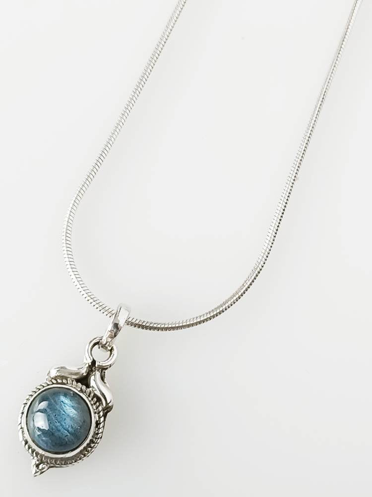 Bohemian style genuine round gray green labradorite gemstone solid 925 sterling silver pendant, Gemini, Cancer Zodiac Boho gift, Australia, Zorbajewellers