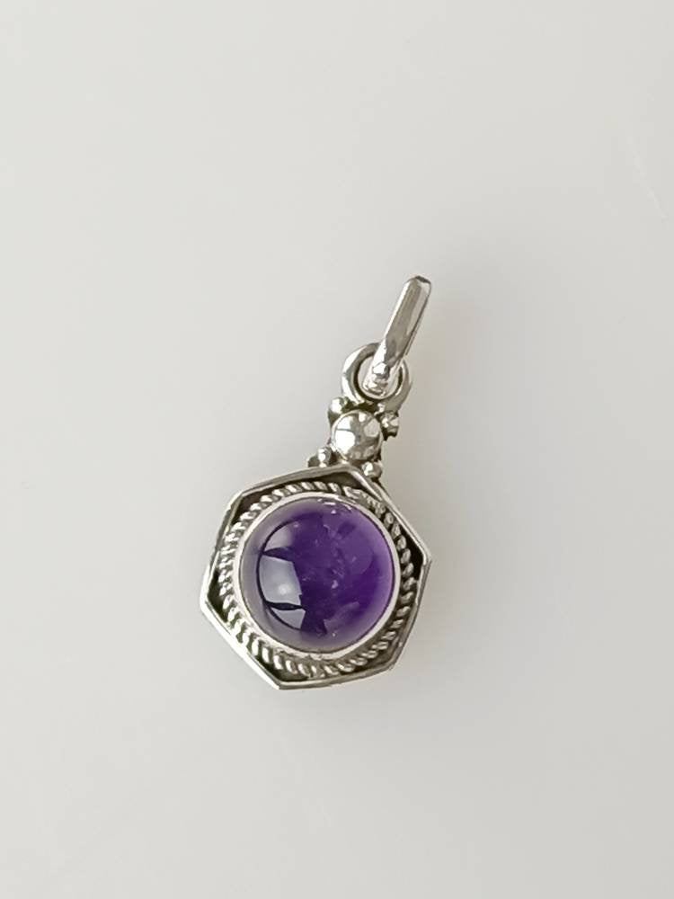Bohemian Amethyst Gemstone Pendant, Purple Gem Solid 925 Sterling Silver Oxidized Pendant, Aquarius Zodiac, February Birthstone, Australia, Zorbajewellers