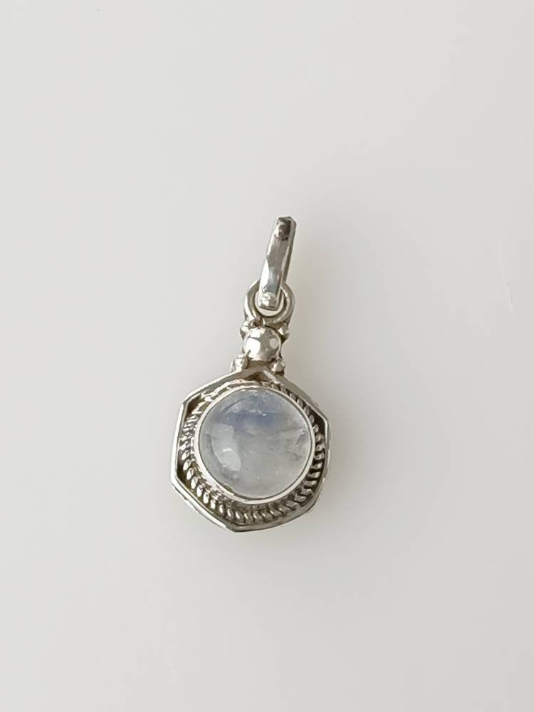 Hexagon Moonstone Silver Pendant, Minimalist Bohemian style moonstone sterling silver pendant, Cancer Zodiac June Birthstone Gift Australia, Zorbajewellers