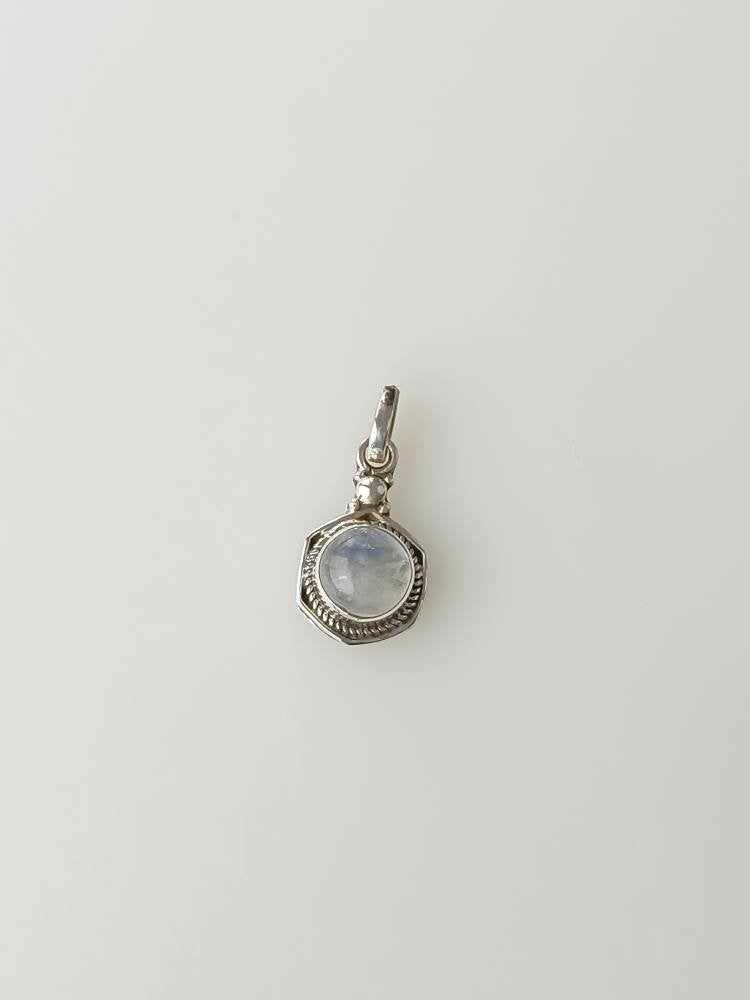 Hexagon Moonstone Silver Pendant, Minimalist Bohemian style moonstone sterling silver pendant, Cancer Zodiac June Birthstone Gift Australia, Zorbajewellers