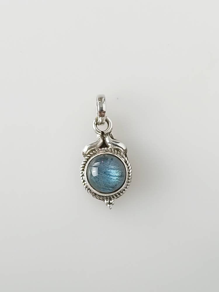 Bohemian style genuine round gray green labradorite gemstone solid 925 sterling silver pendant, Gemini, Cancer Zodiac Boho gift, Australia, Zorbajewellers