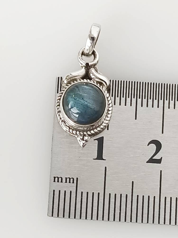 Bohemian style genuine round gray green labradorite gemstone solid 925 sterling silver pendant, Gemini, Cancer Zodiac Boho gift, Australia, Zorbajewellers