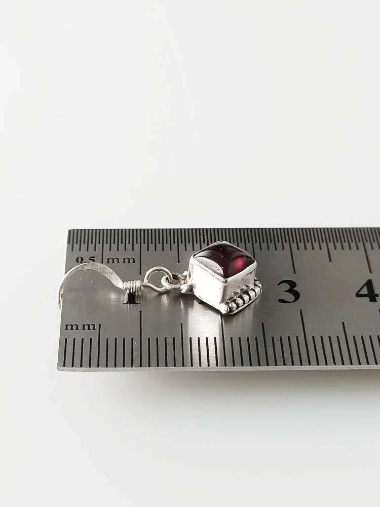 Square Boho Red Garnet earrings, Red garnet earrings in sterling silver, red wine colour gemstones, Capricorn, January birthstone, Australia, Zorbajewellers