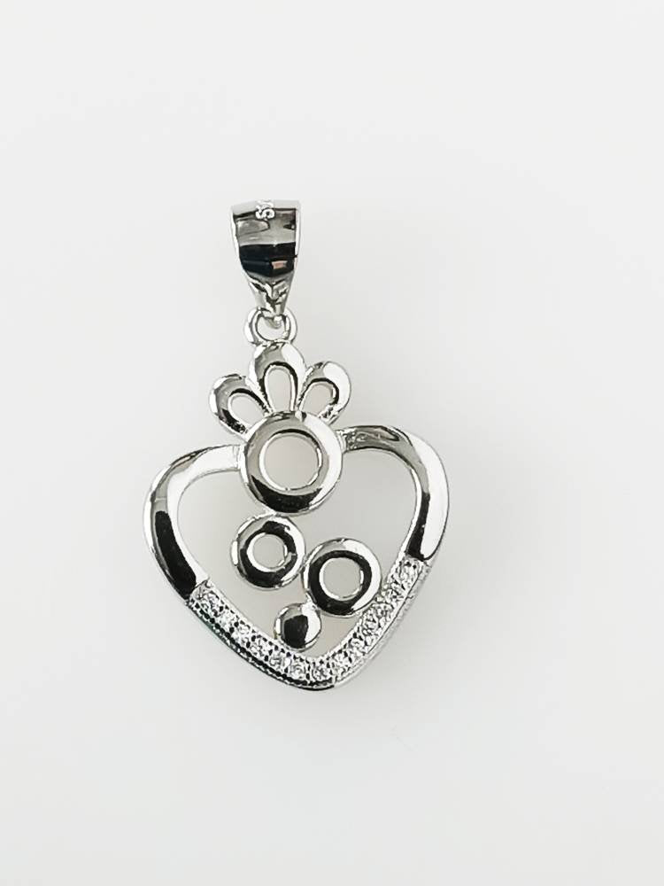 Cubic Zirconia Heart Art RHODIUM Plated SOLID 925 SILVER Pendant, Heart Bubbles 925 Solid Sterling Silver Rhodium Plated Pendant, Australia, Zorbajewellers