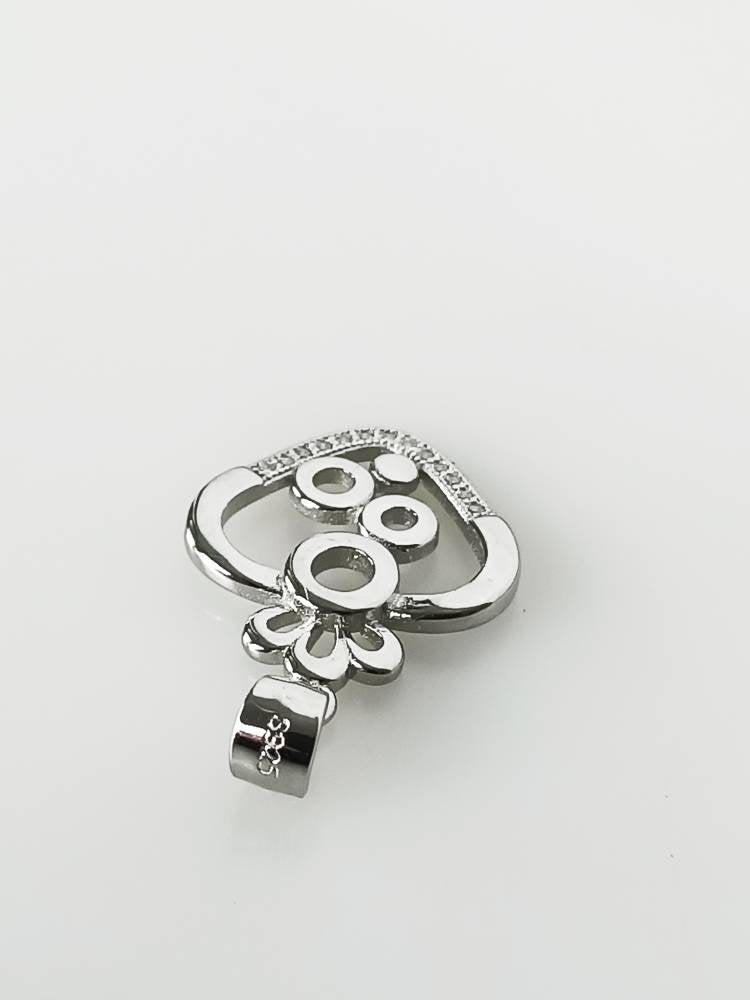 Cubic Zirconia Heart Art RHODIUM Plated SOLID 925 SILVER Pendant, Heart Bubbles 925 Solid Sterling Silver Rhodium Plated Pendant, Australia, Zorbajewellers