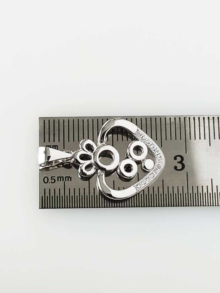 Cubic Zirconia Heart Art RHODIUM Plated SOLID 925 SILVER Pendant, Heart Bubbles 925 Solid Sterling Silver Rhodium Plated Pendant, Australia, Zorbajewellers