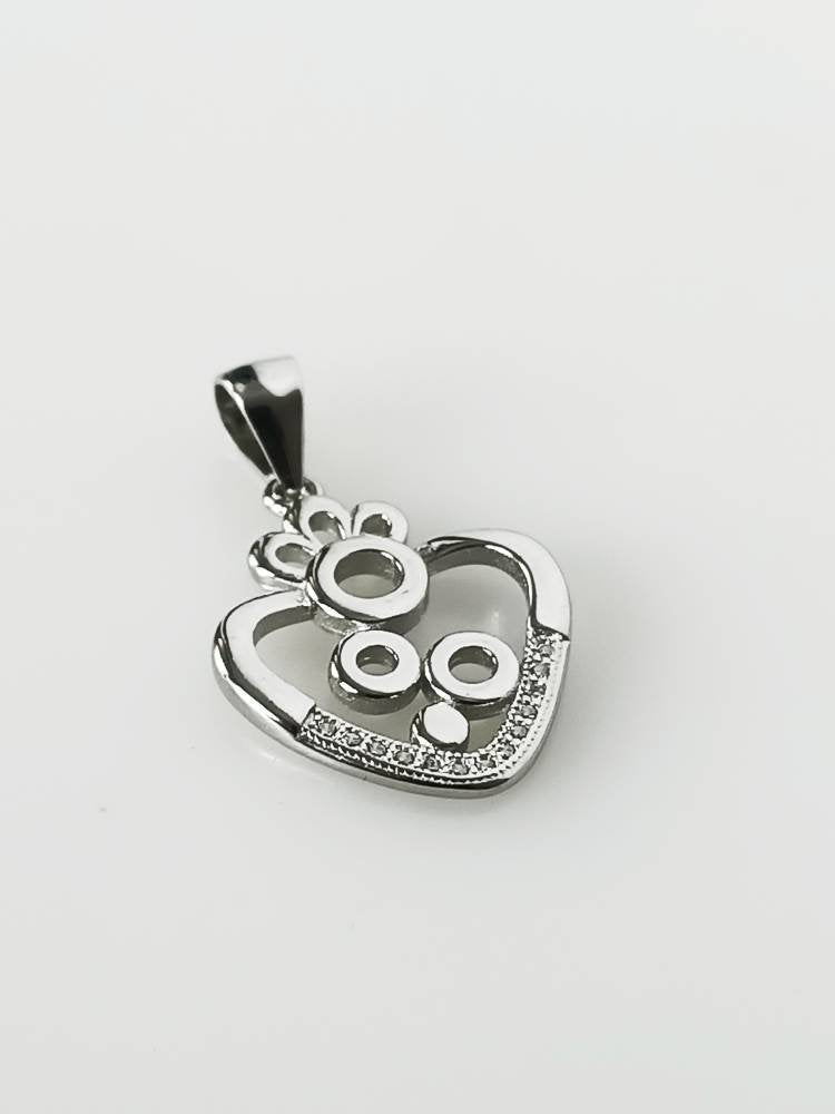 Cubic Zirconia Heart Art RHODIUM Plated SOLID 925 SILVER Pendant, Heart Bubbles 925 Solid Sterling Silver Rhodium Plated Pendant, Australia, Zorbajewellers