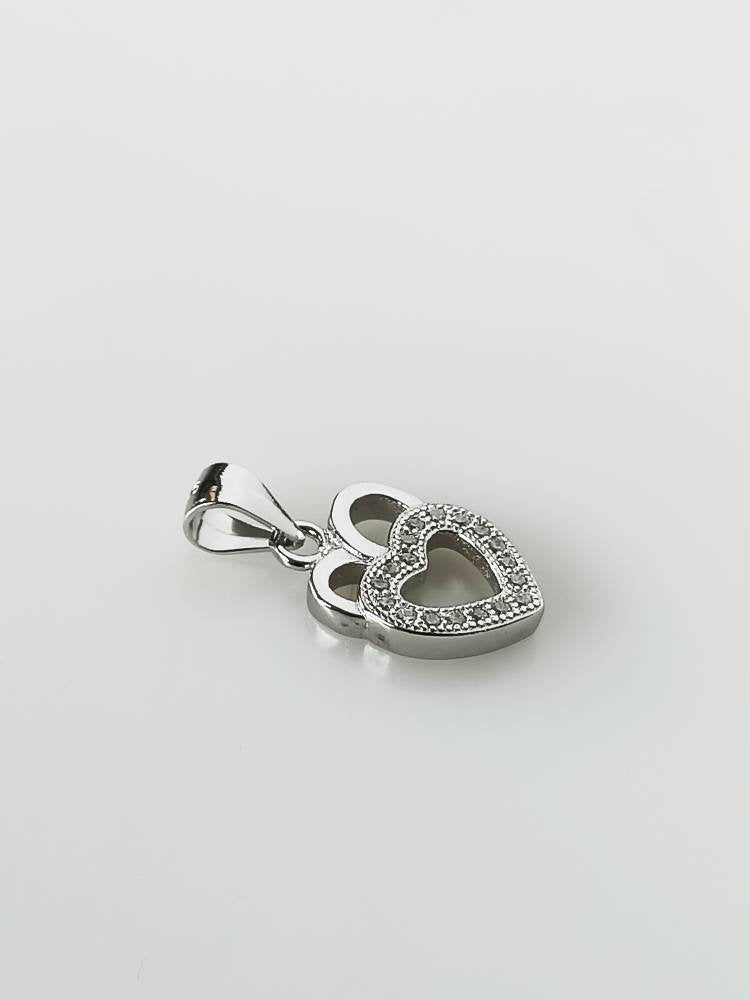 Cubic Zirconia Studded Shining Heart RHODIUM Plated SOLID 925 SILVER Pendant, Cz Heart Sterling Silver Pendant, Rhodium Plated, Australia, Zorbajewellers