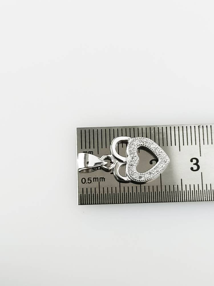Cubic Zirconia Studded Shining Heart RHODIUM Plated SOLID 925 SILVER Pendant, Cz Heart Sterling Silver Pendant, Rhodium Plated, Australia, Zorbajewellers