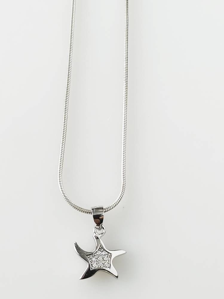 Cubic Zirconia Star Fish RHODIUM Plated SOLID 925 SILVER Pendant, Great Barrier Reef Silver Pendant - Rhodium Plated, Australia, Zorbajewellers