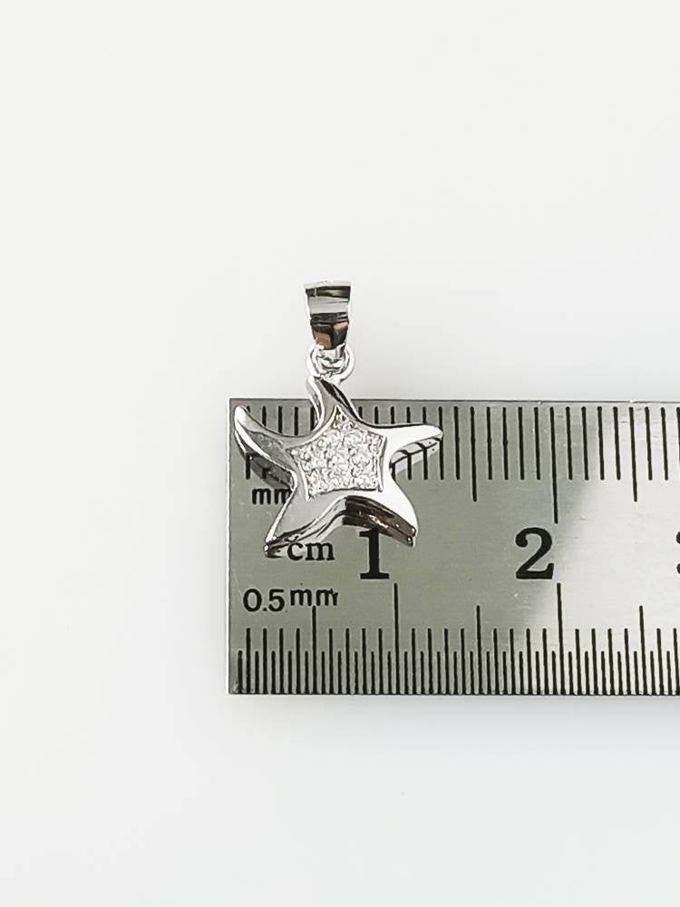Cubic Zirconia Star Fish RHODIUM Plated SOLID 925 SILVER Pendant, Great Barrier Reef Silver Pendant - Rhodium Plated, Australia, Zorbajewellers