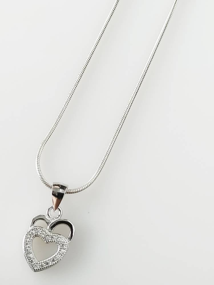 Cubic Zirconia Studded Shining Heart RHODIUM Plated SOLID 925 SILVER Pendant, Cz Heart Sterling Silver Pendant, Rhodium Plated, Australia, Zorbajewellers