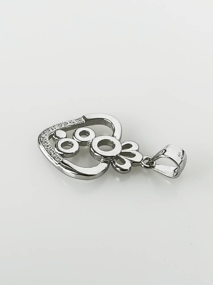 Cubic Zirconia Heart Art RHODIUM Plated SOLID 925 SILVER Pendant, Heart Bubbles 925 Solid Sterling Silver Rhodium Plated Pendant, Australia, Zorbajewellers