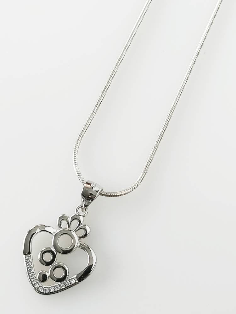 Cubic Zirconia Heart Art RHODIUM Plated SOLID 925 SILVER Pendant, Heart Bubbles 925 Solid Sterling Silver Rhodium Plated Pendant, Australia, Zorbajewellers