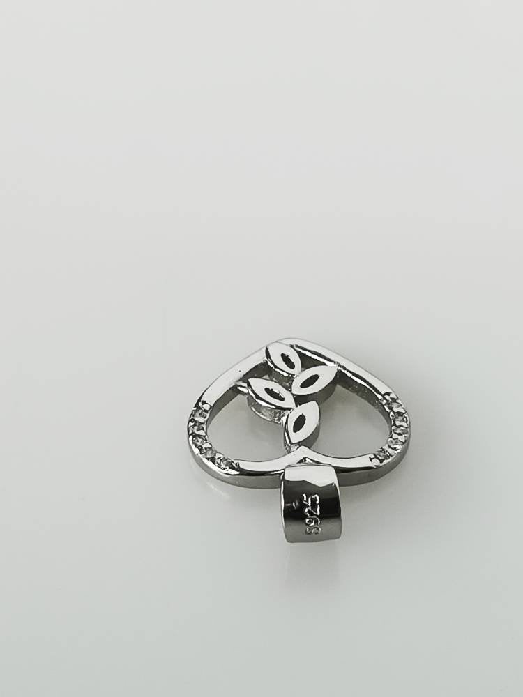 Cubic Zirconia Heart leaves RHODIUM Plated SOLID 925 SILVER Pendant, Environmental art Cz Sterling Silver Rhodium Plated Pendant , Australia, Zorbajewellers
