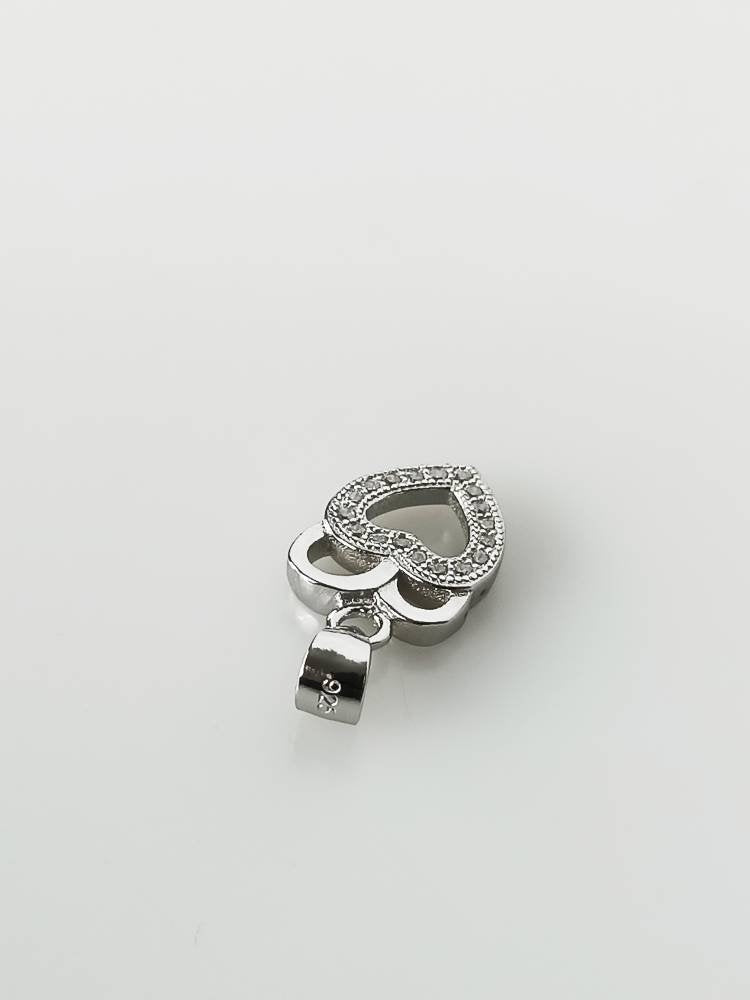 Cubic Zirconia Studded Shining Heart RHODIUM Plated SOLID 925 SILVER Pendant, Cz Heart Sterling Silver Pendant, Rhodium Plated, Australia, Zorbajewellers