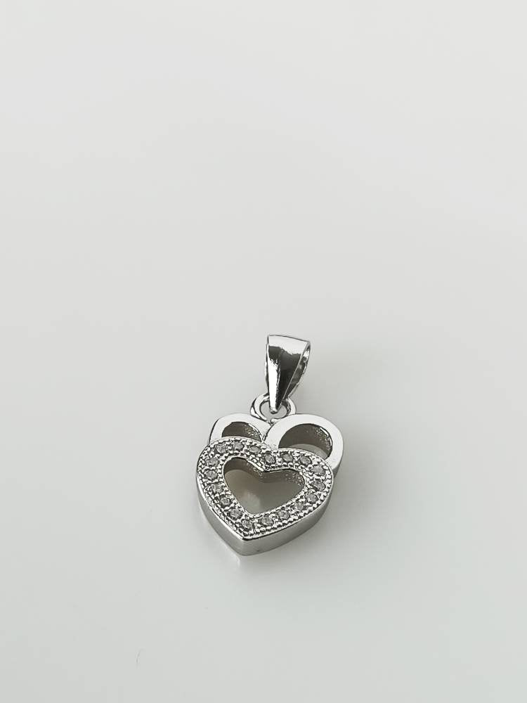Cubic Zirconia Studded Shining Heart RHODIUM Plated SOLID 925 SILVER Pendant, Cz Heart Sterling Silver Pendant, Rhodium Plated, Australia, Zorbajewellers