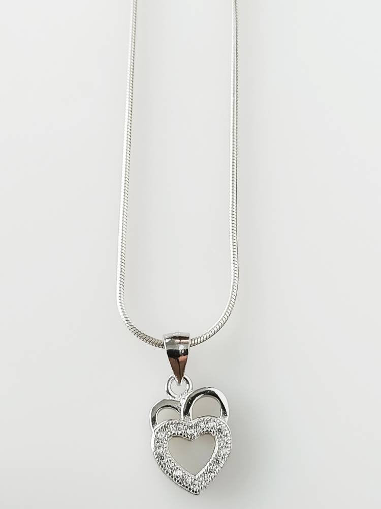 Cubic Zirconia Studded Shining Heart RHODIUM Plated SOLID 925 SILVER Pendant, Cz Heart Sterling Silver Pendant, Rhodium Plated, Australia, Zorbajewellers