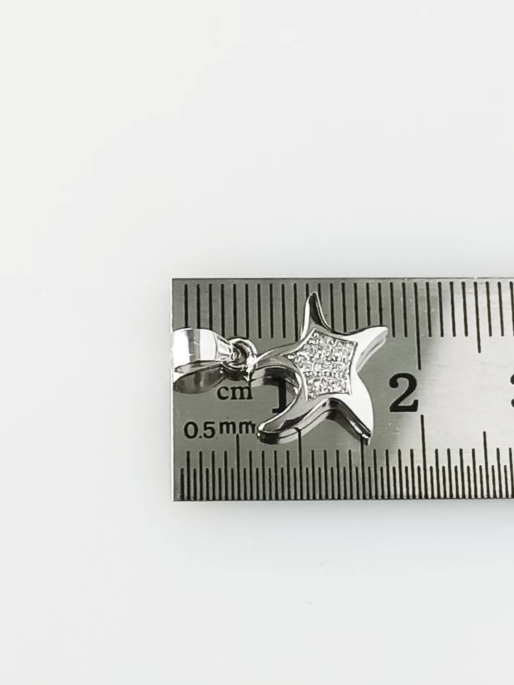 Cubic Zirconia Star Fish RHODIUM Plated SOLID 925 SILVER Pendant, Great Barrier Reef Silver Pendant - Rhodium Plated, Australia, Zorbajewellers