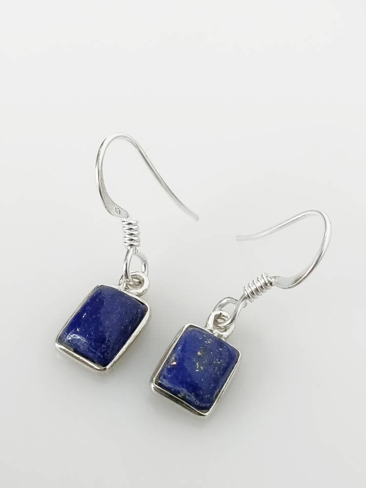 LAPIS LAZULI Gems Solid 925 SILVER Minimalist Earrings, Rectangle Blue Gems, December birthstone, Sagittarius, Capricorn gift, Australia, Zorbajewellers
