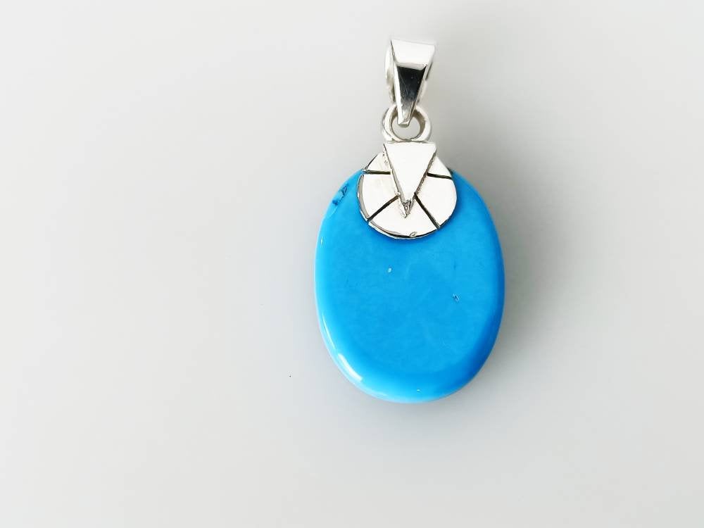 Simple TURQUOISE Gemstone SOLID 925 Sterling SILVER Boho Pendant, Bohemian Pendant, Sagittarius Zodiac December Birthstone Gift, Australia, Zorbajewellers