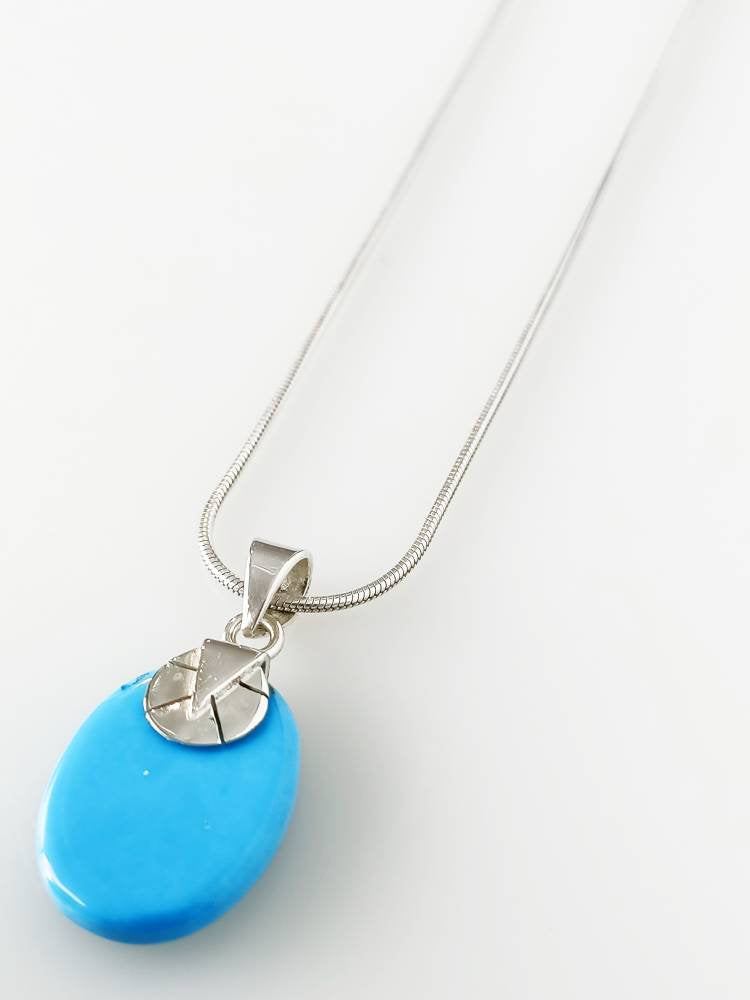 Simple TURQUOISE Gemstone SOLID 925 Sterling SILVER Boho Pendant, Bohemian Pendant, Sagittarius Zodiac December Birthstone Gift, Australia, Zorbajewellers